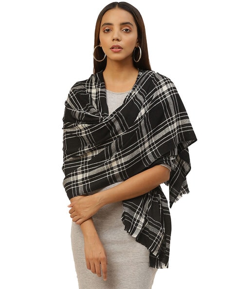 Checked Wool Stole Price in India