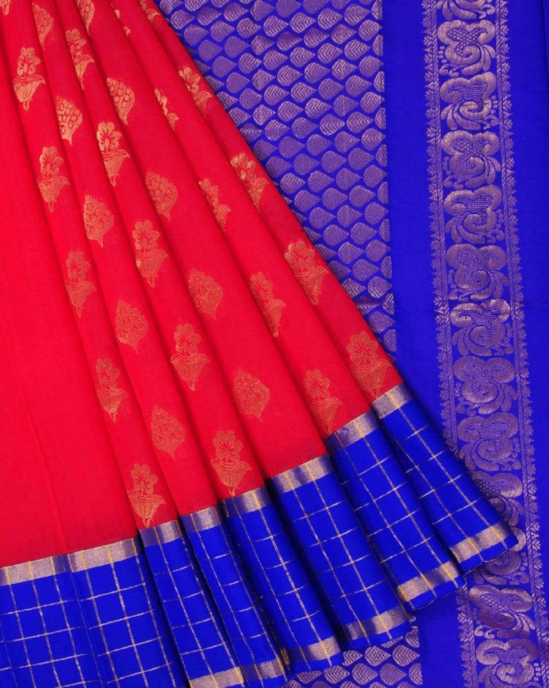 Navy Blue Silk Saree with Red Border | royal look evergreen saree