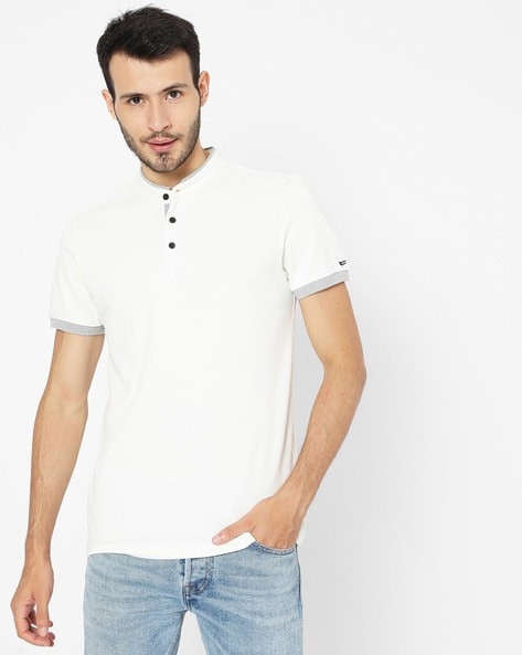 banded collar polo