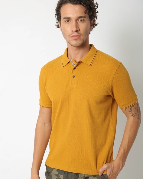 mustard polo t shirt