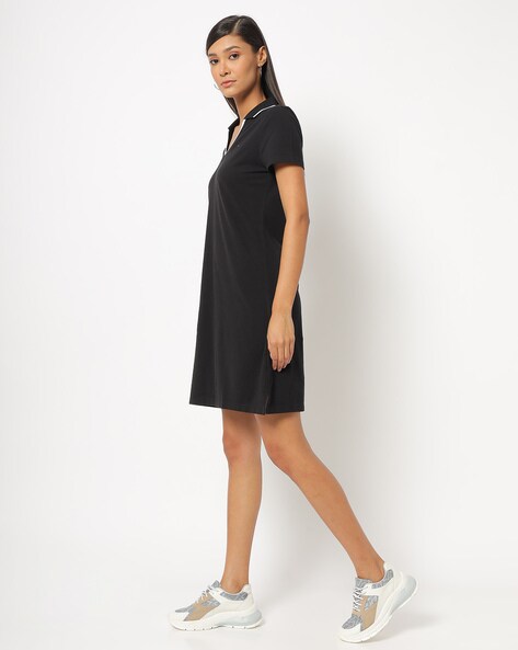 Tommy hilfiger black dress sales white collar