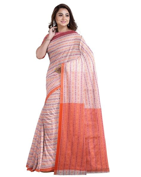 Buy Saundraa Golden Yellow with fabric work on Dhaniakhali Tant Saree at  Amazon.in