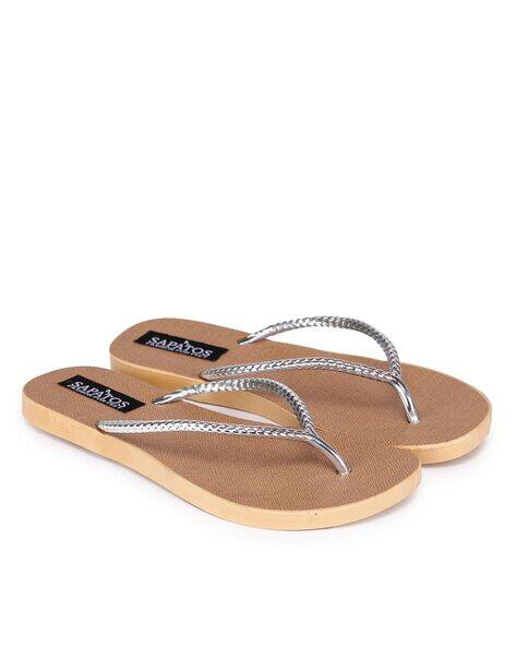 silver diamante flip flops