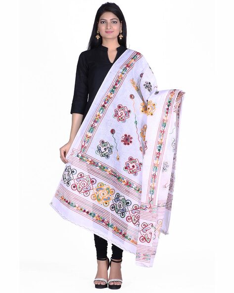 Cotton Jamdani Embroidered Dupatta Price in India