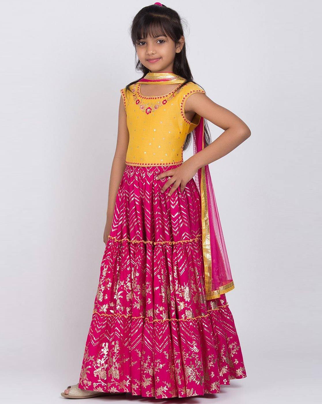 BIBA Girls Girl's Berry Red Viscose Lehenga Set : Amazon.in: Fashion