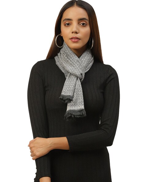 Self-Design Scarf with Frayed Hems Price in India