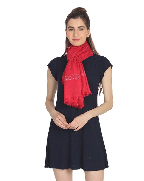 Embellished Stole with Frayed Hems Price in India