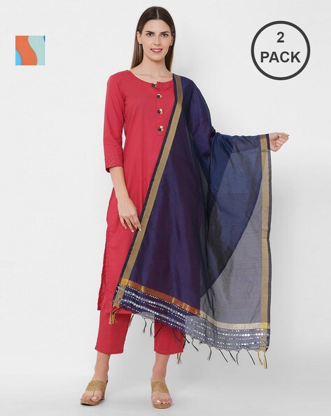 Pack of 2 Embellished Dupattas Price in India