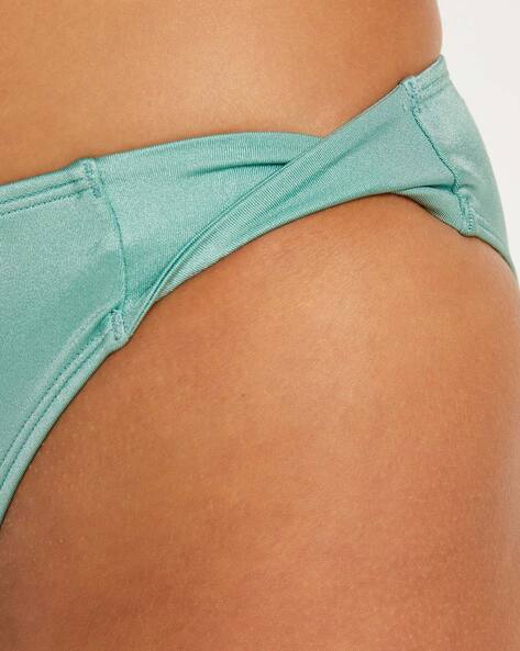 Textured High-cut Bikini Bottoms