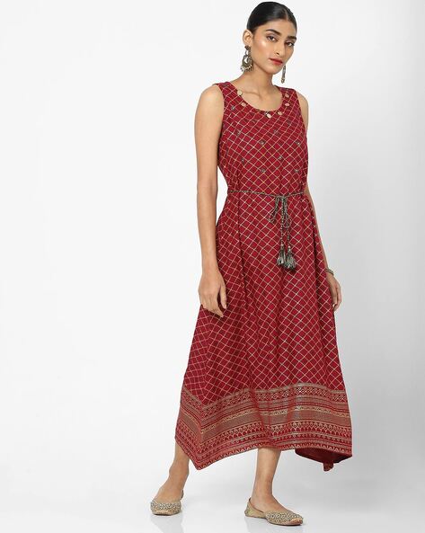 Buy KIANA Printed Round Neck Rayon Women's Midi Dress | Shoppers Stop