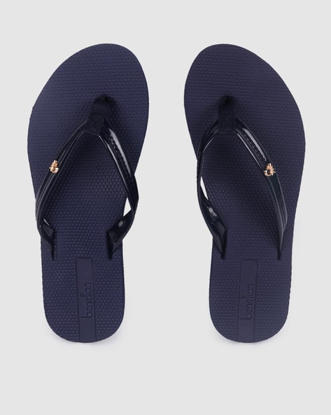 navy blue flip flops with bling