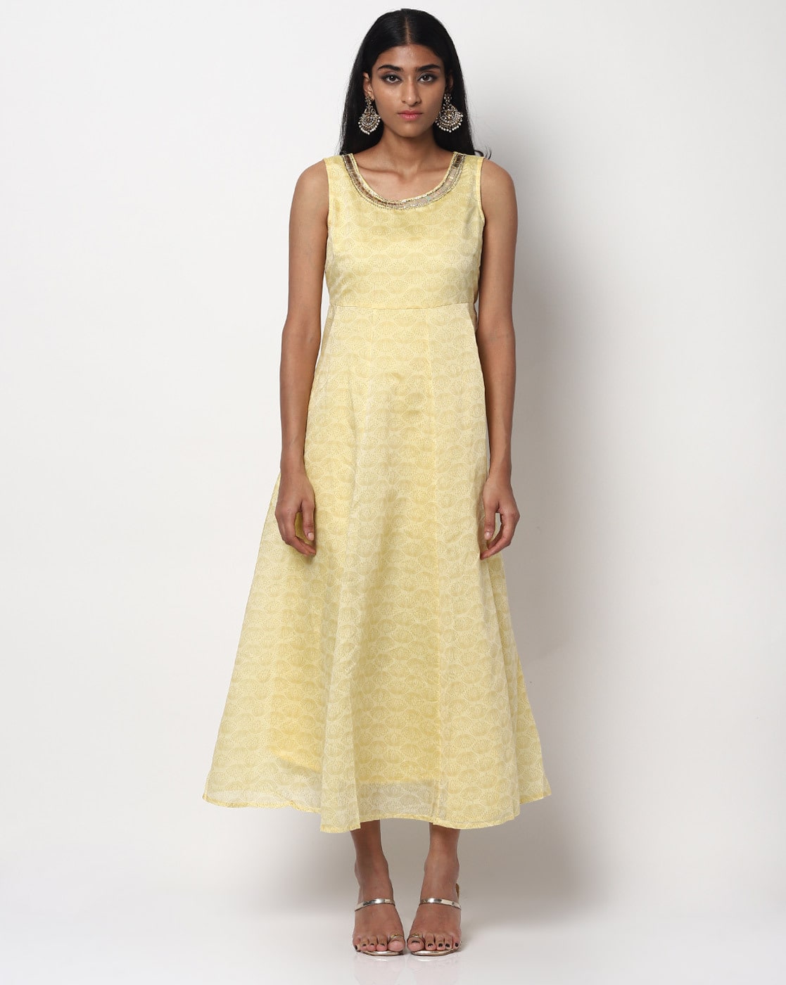 yellow flared dress