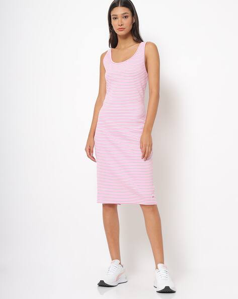 Striped Midi Sleeveless Sheath Dress
