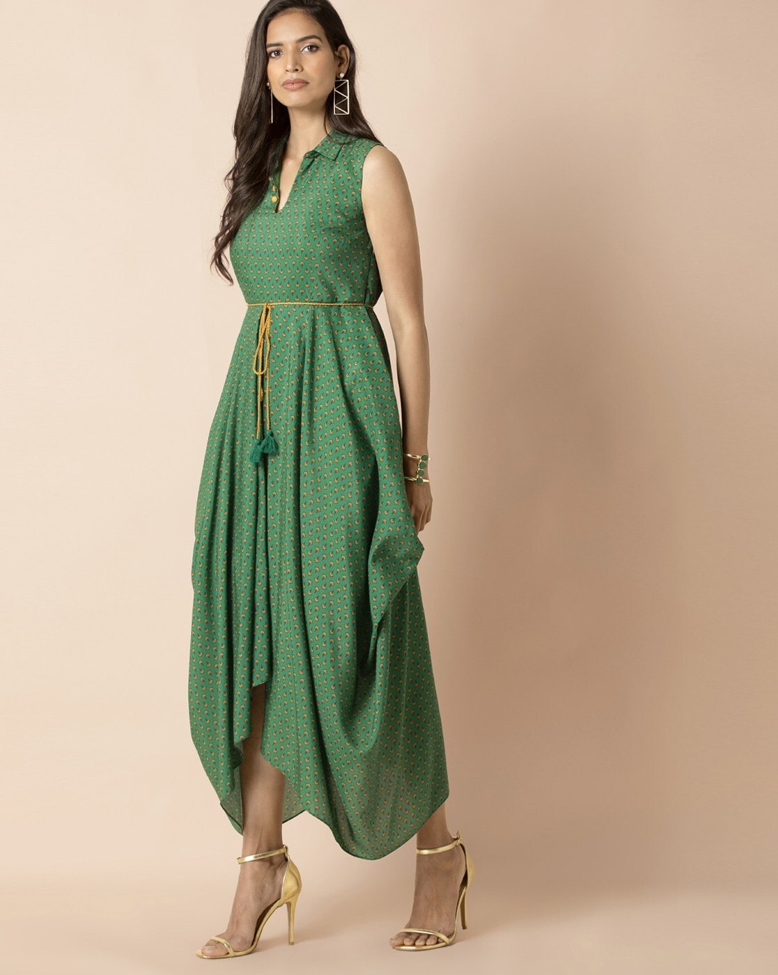 Buy Women Green Poly Silk Fitted Pants - Exclusive Deals - Indya