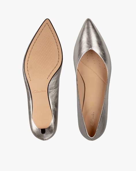 Clarks hotsell silver heels