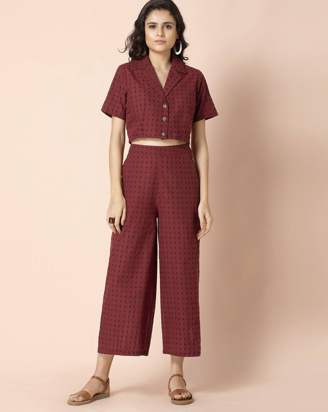 Crop top and pants set online Clearance