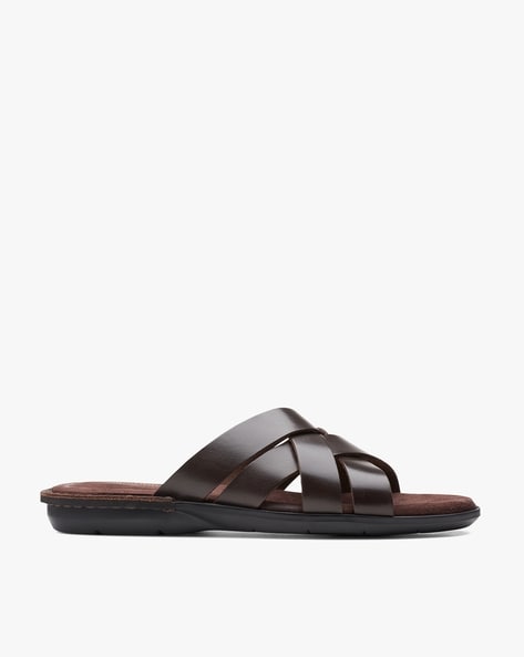 clarks mens brown leather sandals