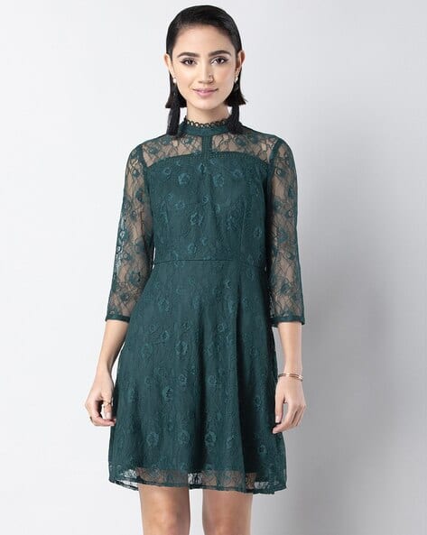lace back mini dress Stellah Lace Trim Tie Back Mini Dress