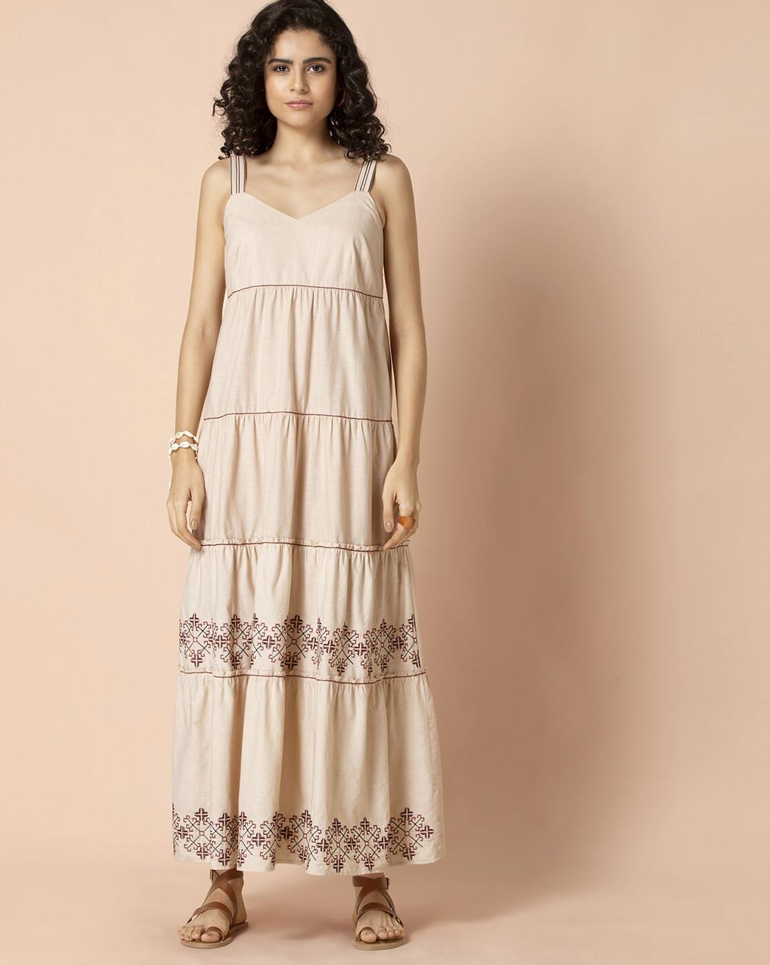 ワンピース Andmary Lady like long dress beige andmary Lady like long dress beige（ANDMARY Nadia check long