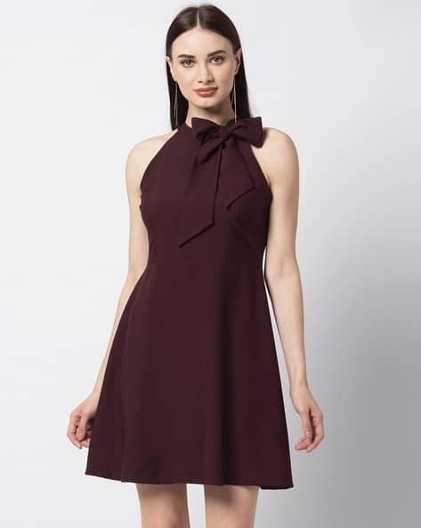 Line High Neck Sheath Dress Buy Brown Dresses For Women By Shein