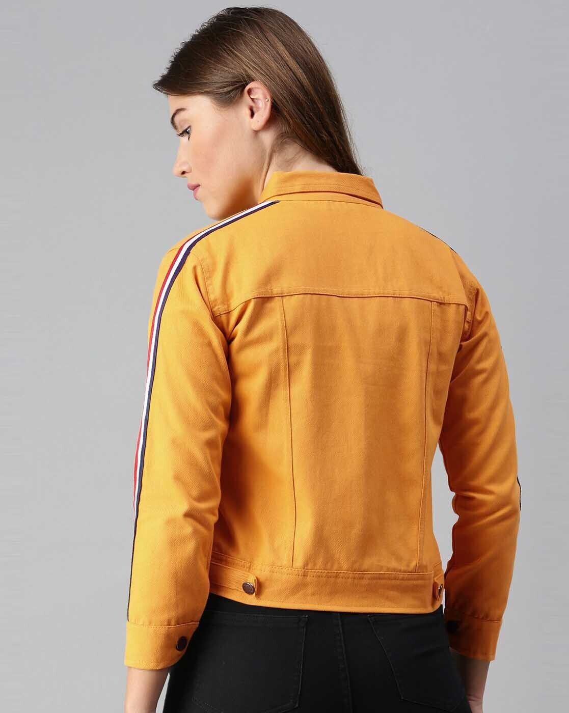 symoid Womens Jean Coats & Jackets- Solid Denim Jacket Long Sleeve Slimming  Cardigan Suit Pocket Coat Top Yellow M - Walmart.com