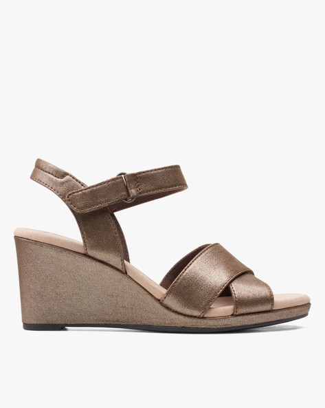 Clarks metallic wedge store sandals