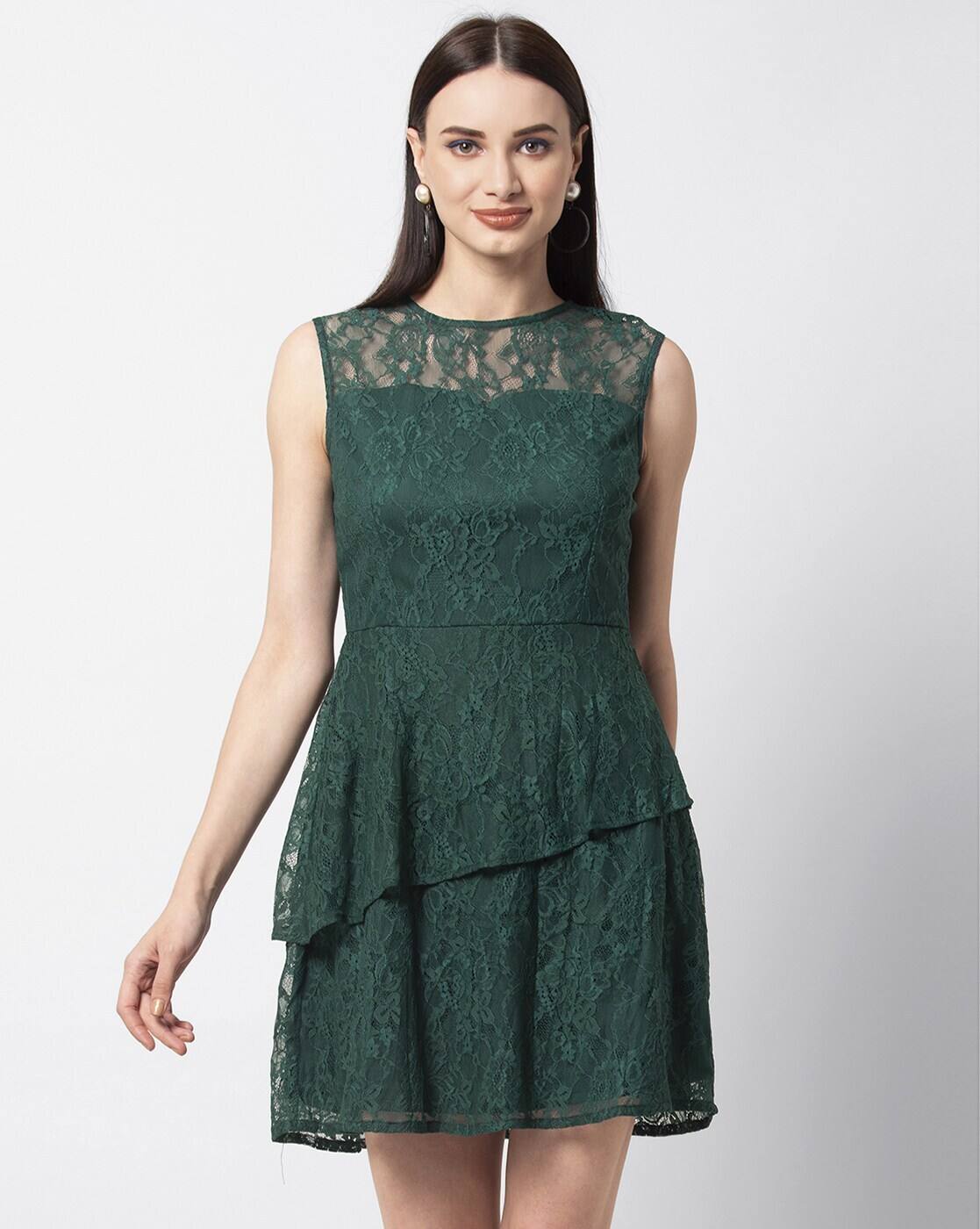 Buy Green Dresses for Women by FABALLEY 