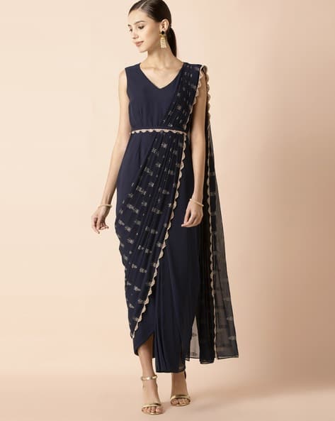 Buy Blue Sarees for Women by Indya 
