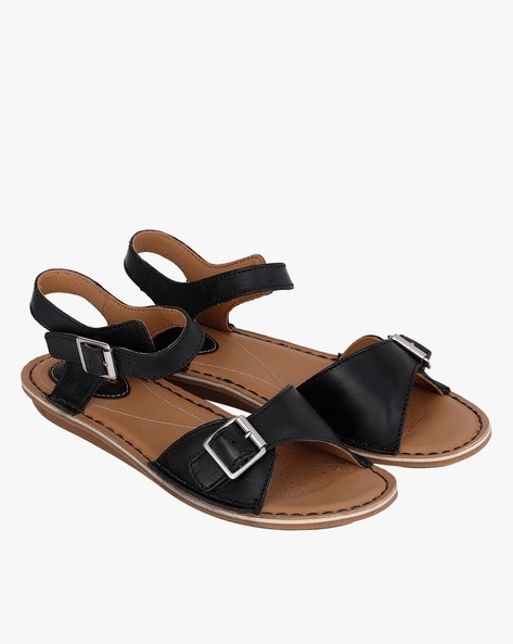 Clarks ladies deals flat black sandals