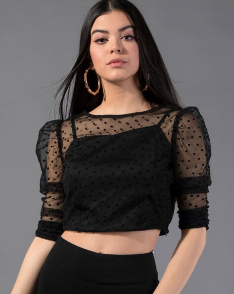 Buy Black Tops for Women by FABALLEY Online