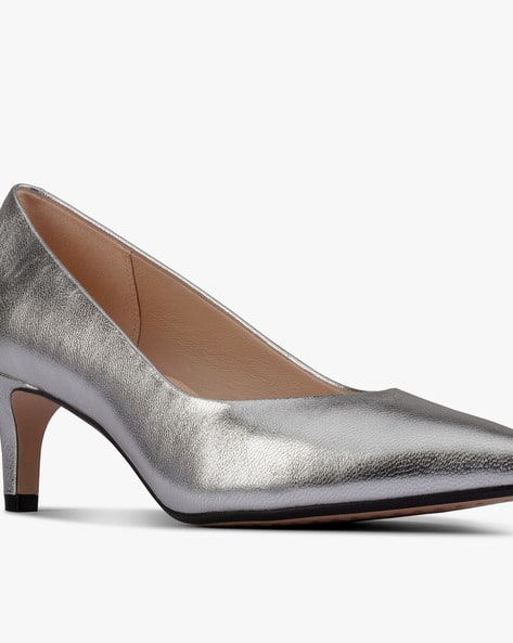 clarks heels for women dressy silver
