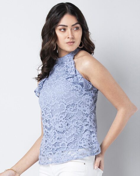 Buy Blue Tops for Women by FABALLEY Online
