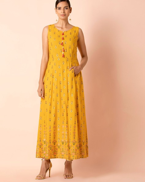 yellow dress ajio