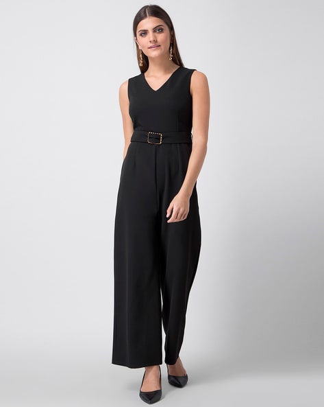 Faballey V-neck Jumpsuit with Belt