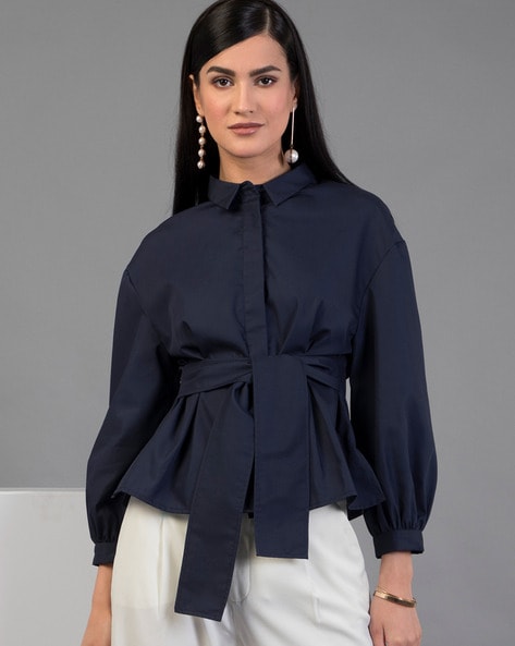 Buy Navy Blue Tops for Women by FABALLEY Online