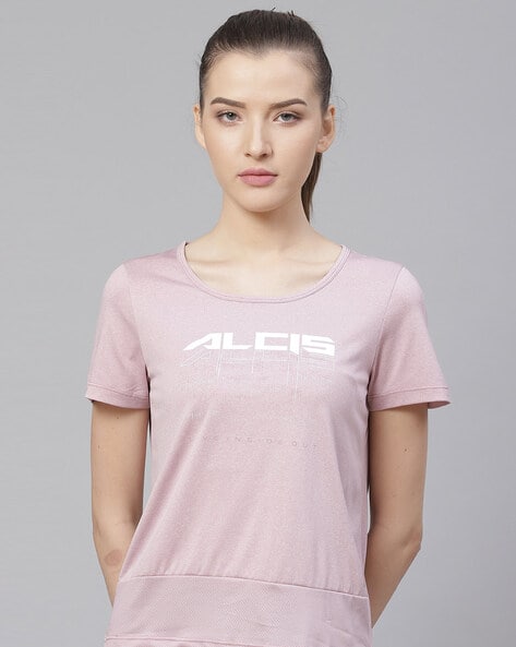 Typographic Print Slim Fit Round-Neck T-shirt Gym Athleisure