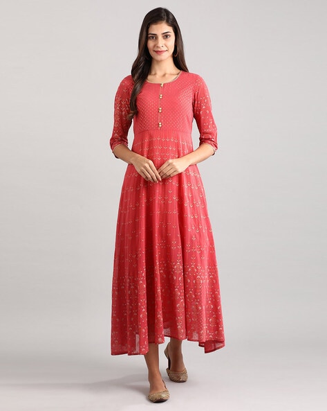 Ravishing Red Designer Embroidered Georgette Kurti | Western dresses,  Dress, Summer dresses online