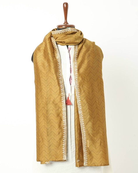 Printed Stole with Embellished Border Price in India