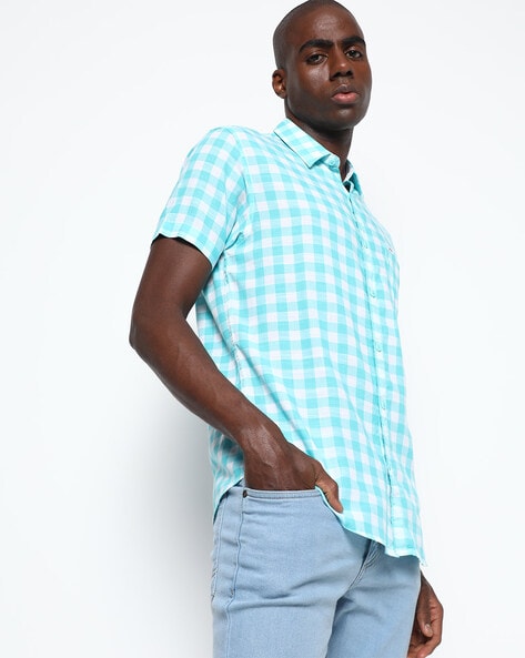 aqua blue shirt mens