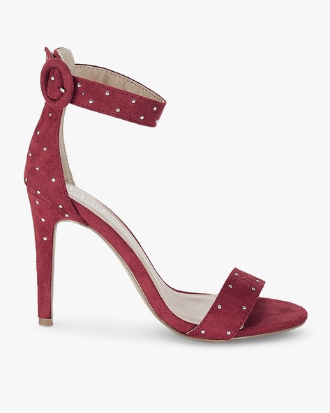 Burgundy outlet strap heels