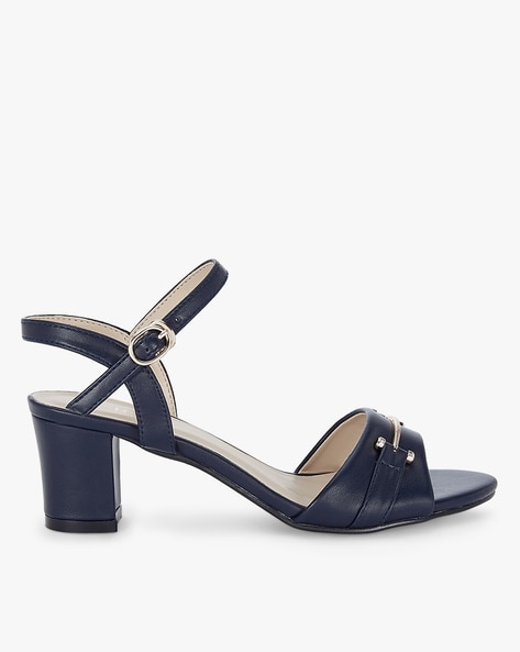 Daniel Eppie Navy Leather Mid Heel Sling Back Shoes