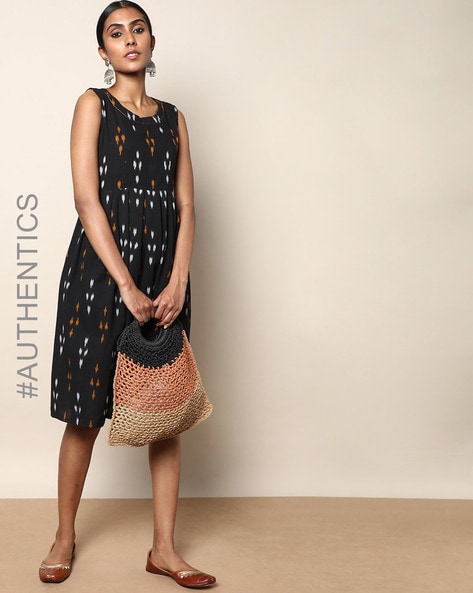 black ikat dress