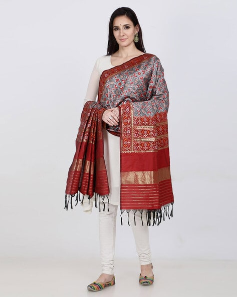 Woven Silk Blend Dil Patola Dupatta Price in India