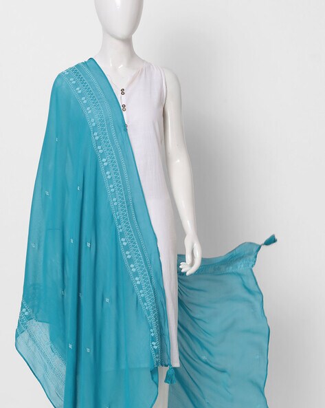Dupatta with Stitch-Pattern Borders Price in India