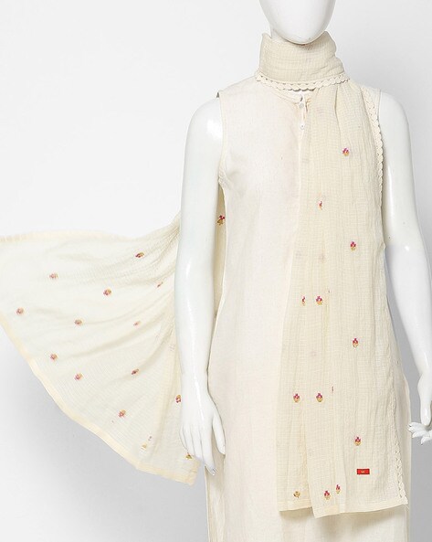 Embroidered Dupatta with Lace Trims Price in India