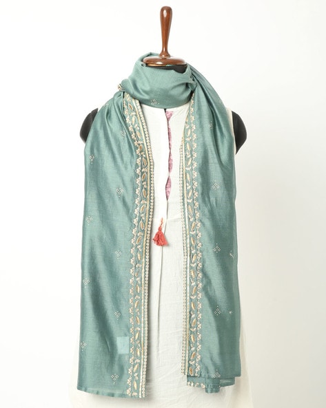 Printed Dupatta with Embroidered Border Price in India