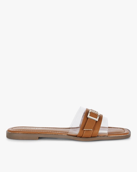 Ceriz Slip-On Sandals with Buckle Accent