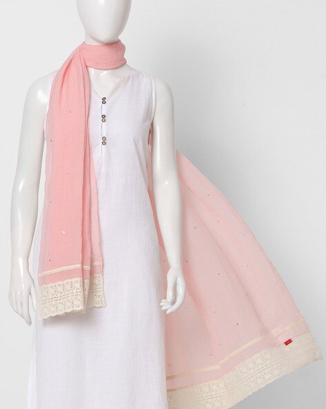 Embellished Dupatta with Lace Border Price in India