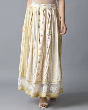 Floral Print Flared Maxi Skirt