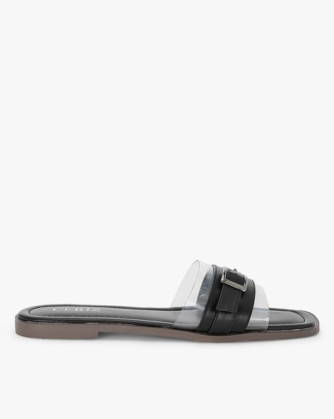 Ceriz Slip-On Sandals with Buckle Accent